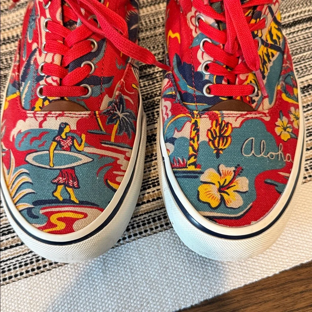 RALPH LAUREN POLO HAWAIIAN‎ ALOHA CANVAS BOAT DECK SHOES SZ 8D VINTAGE